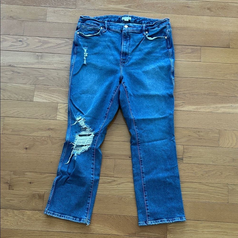 Good American Good Curve Straight Leg Distressed Jeans Women’s Size 15 - Picture 10 of 11